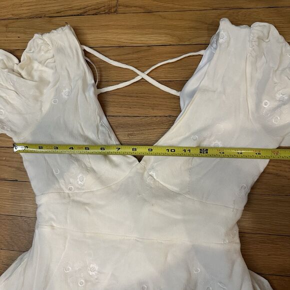 Lulus In the Meadow White Embroidered Backless Mini Dress Size Small - Picture 7 of 10